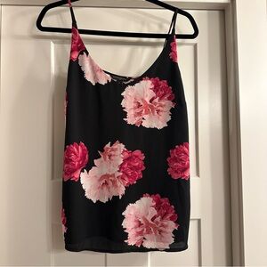 Banana Republic Women's Sleeveless Black and Pink Floral Lined Top Size Medium